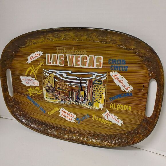 Vintage Iconic Las Vegas  Plastic Tray Casinos Landmark Stardust Aladdin - Picture 2 of 7